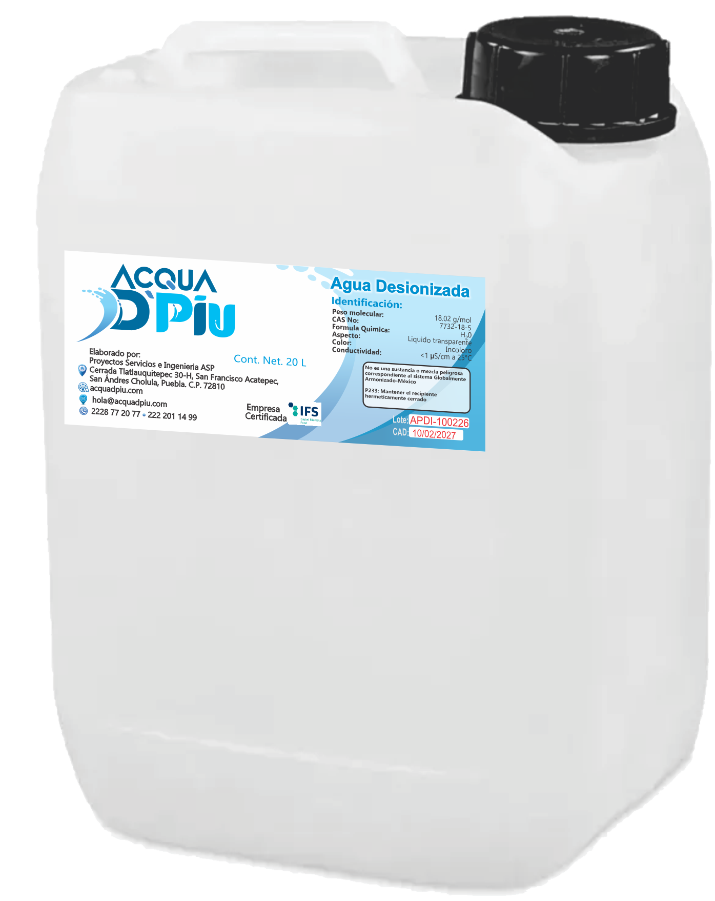 Agua Desionizada 20 litros